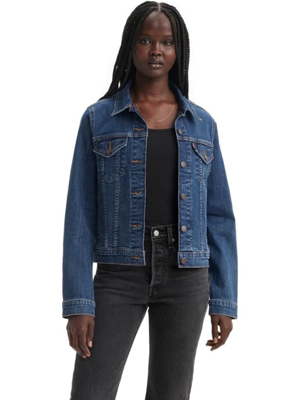 Stylish Women's Original Trucker Jacket - Classic Denim, Plus Size Available!